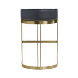 Hollyfield Charcoal Brown/Gold Leather Seat Metal Base Bar Stool - 67080V - Ornate Home