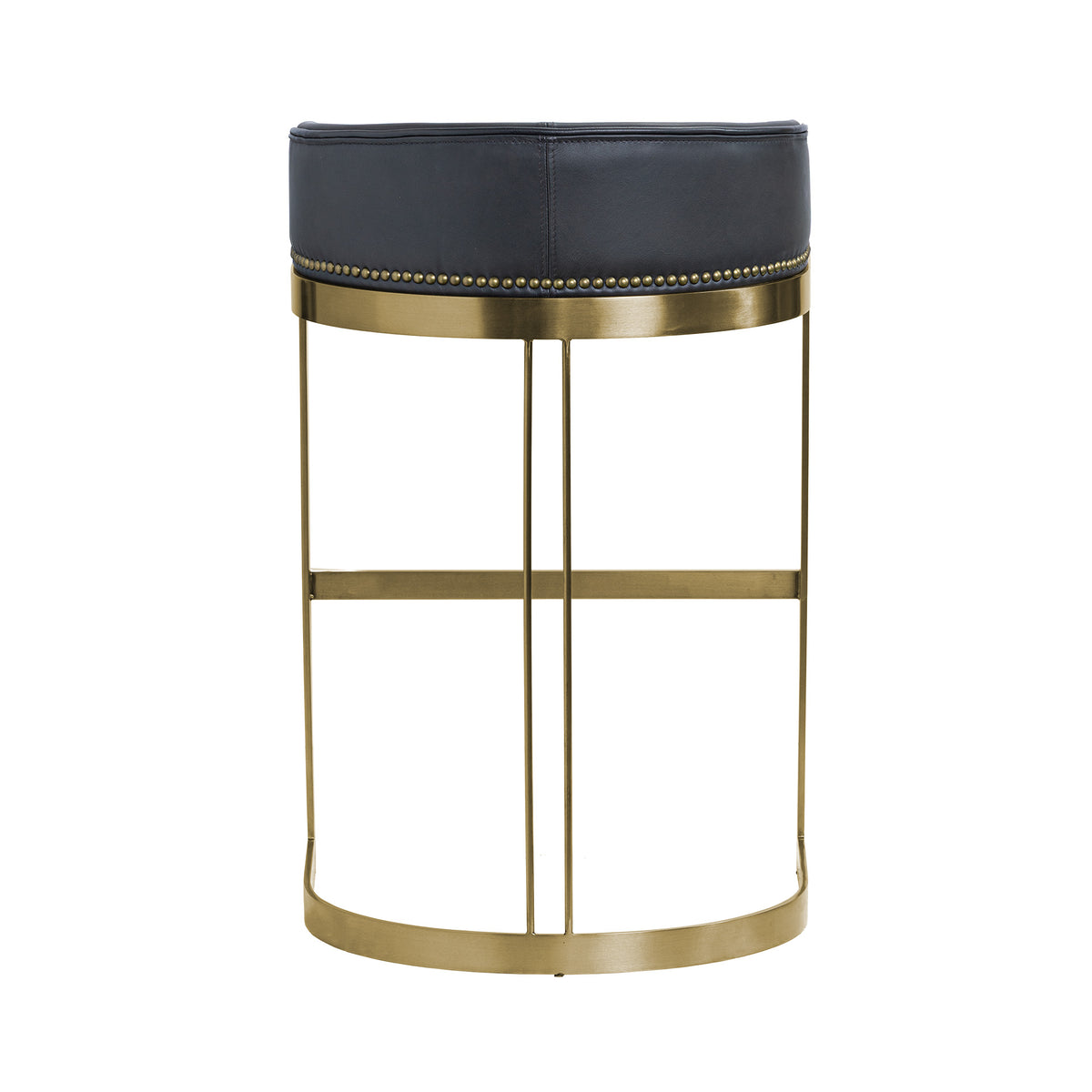 Hollyfield Charcoal Brown/Gold Leather Seat Metal Base Bar Stool - 67080V - Ornate Home