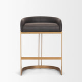 Hollyfield Charcoal-Brown/Gold Leather Seat Metal Base Counter Stool - Ornate Home
