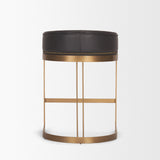 Hollyfield Charcoal-Brown/Gold Leather Seat Metal Base Counter Stool - Ornate Home