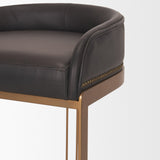 Hollyfield Charcoal-Brown/Gold Leather Seat Metal Base Counter Stool - Ornate Home