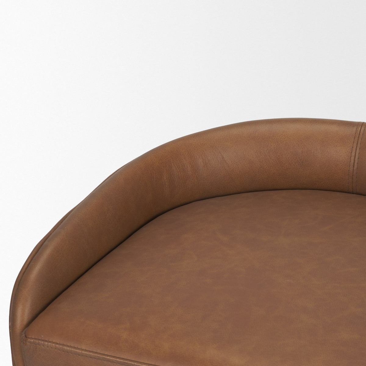 Hollyfield Cognac Brown/Gold Leather Seat Metal Base Bar Stool - 68574V - Ornate Home