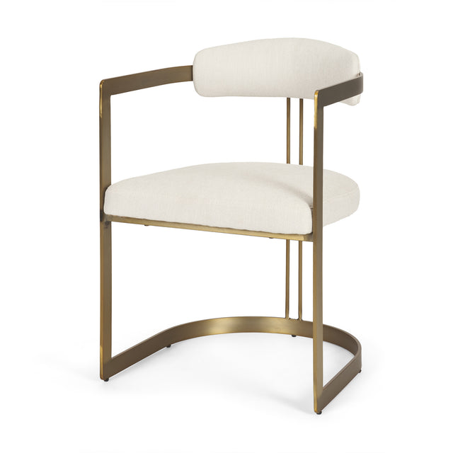 Hollyfield Cream/Gold Curved Back Dining Arm Chair - 69451 - Ornate Home