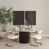 Hollyfield Cream/Gold Curved Back Dining Arm Chair - 69451V - Ornate Home