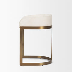 Hollyfield Cream/Gold Fabric Seat Counter Stool - 69452V - Ornate Home