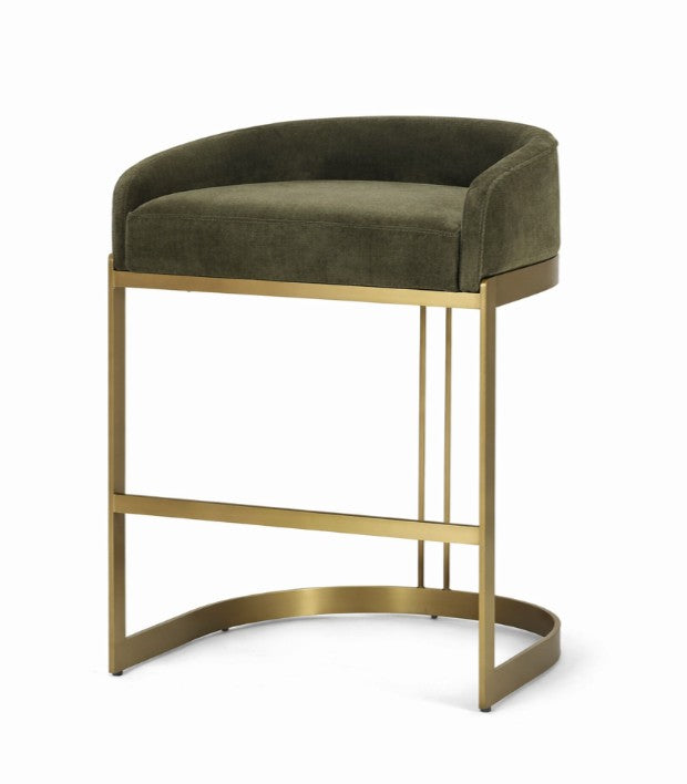 Hollyfield Olive/Gold Fabric Seat Metal Base Counter Stool - Ornate Home