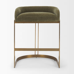 Hollyfield Olive/Gold Fabric Seat Metal Base Counter Stool - Ornate Home