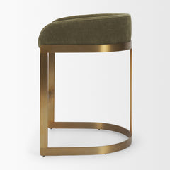 Hollyfield Olive/Gold Fabric Seat Metal Base Counter Stool - Ornate Home