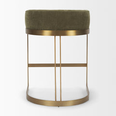 Hollyfield Olive/Gold Fabric Seat Metal Base Counter Stool - Ornate Home
