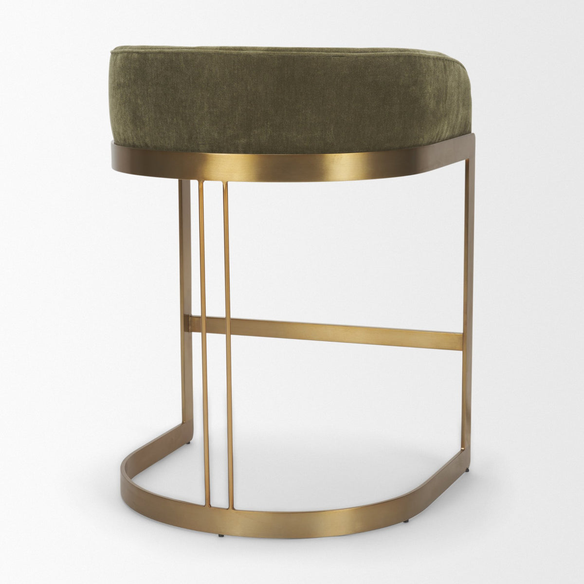 Hollyfield Olive/Gold Fabric Seat Metal Base Counter Stool - Ornate Home