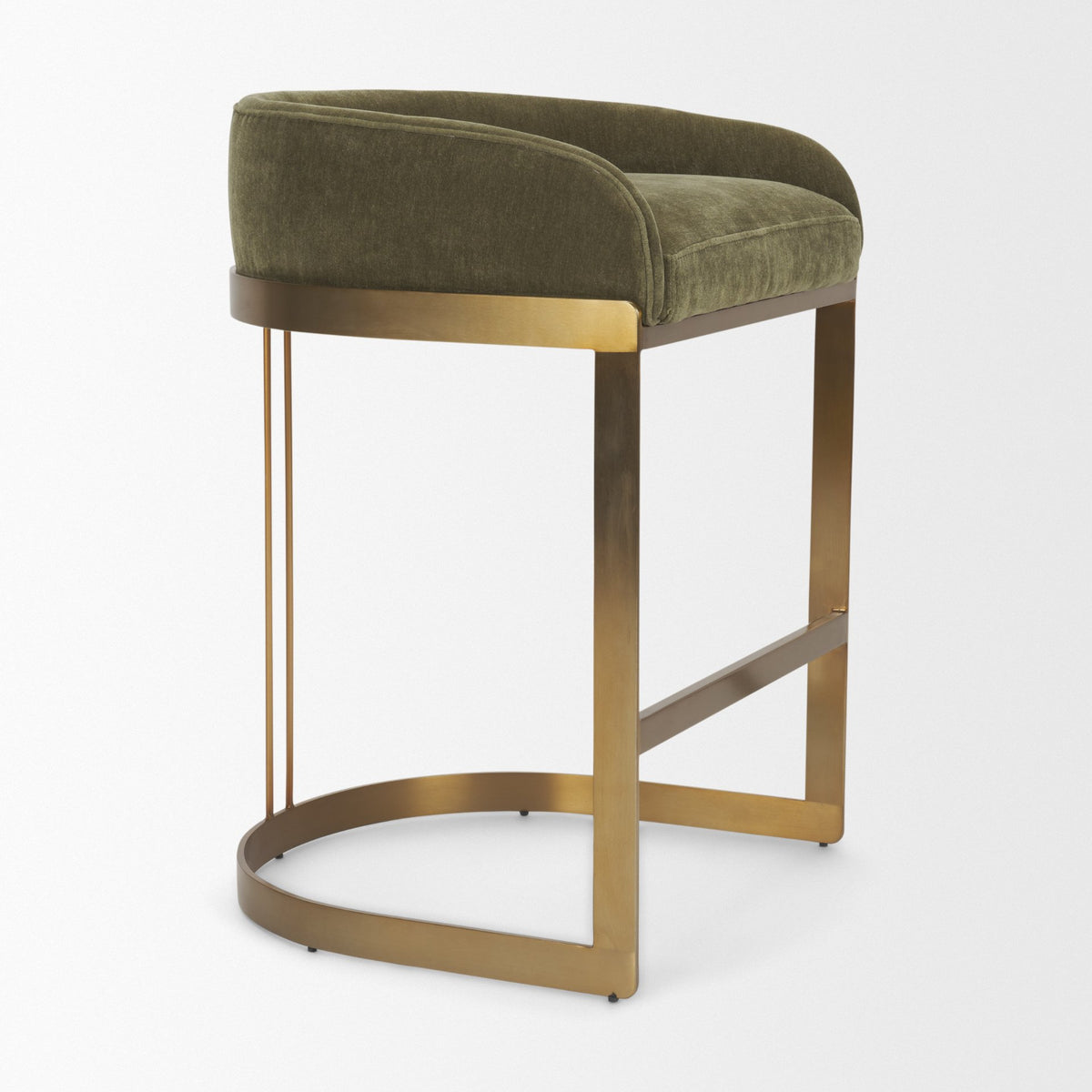 Hollyfield Olive/Gold Fabric Seat Metal Base Counter Stool - Ornate Home