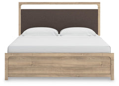 Hollymount Tan King Upholstered Panel Bed - Ornate Home