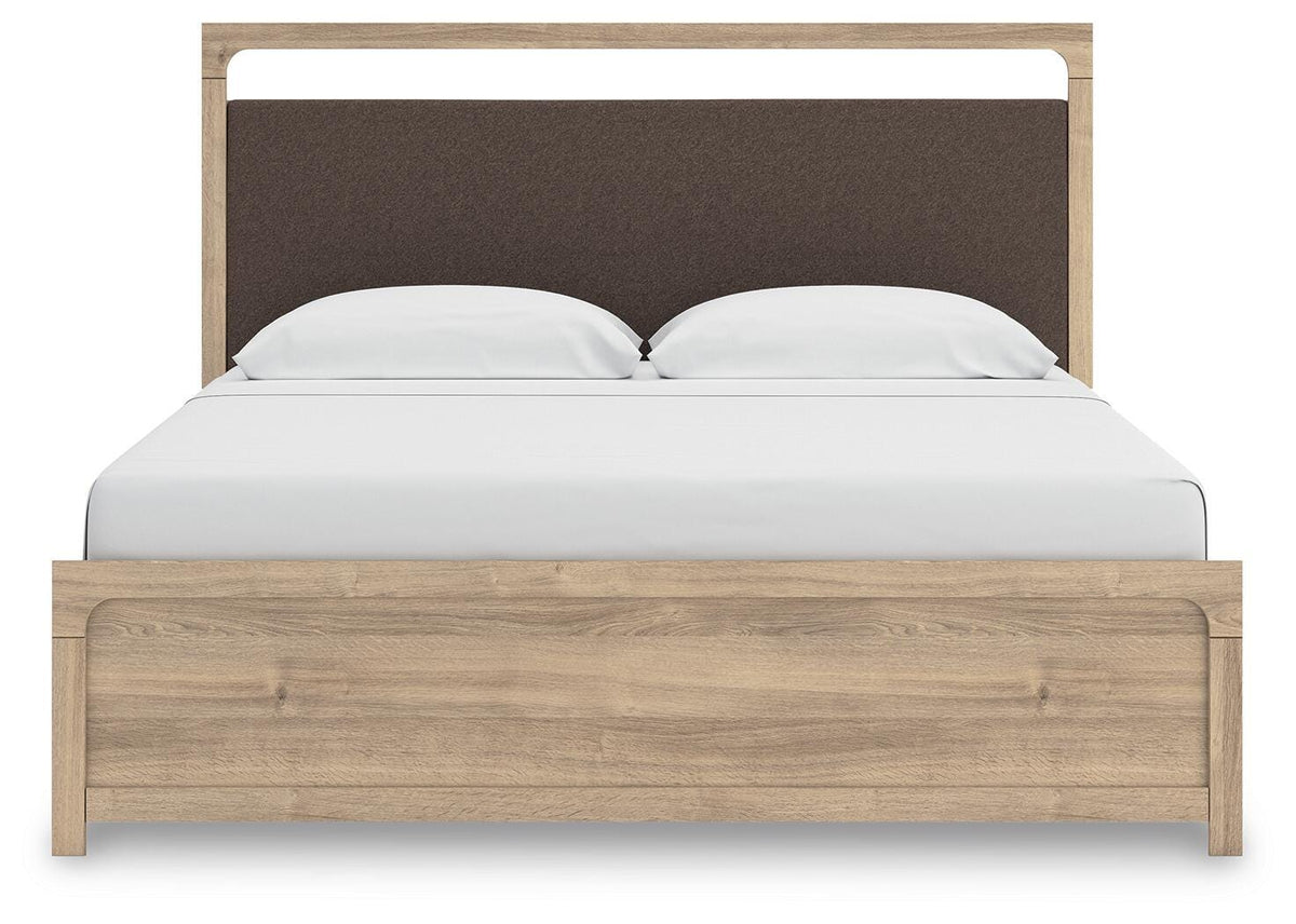 Hollymount Tan King Upholstered Platform Bed - Ornate Home