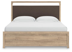 Hollymount Tan King Upholstered Platform Bed - Ornate Home