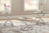 Hollynyx Chrome & Glass Coffee Table Set (3pc) (Online Special Price) - Ornate Home