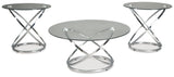 Hollynyx Chrome & Glass Coffee Table Set (3pc) (Online Special Price) - Ornate Home