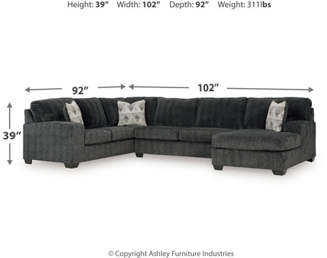 Hollyview Shadow 3-Piece Sectional with Chaise - Ornate Home