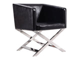 Hollywood Lounge Accent Chair in Black and Polished Chrome - Ornate Home