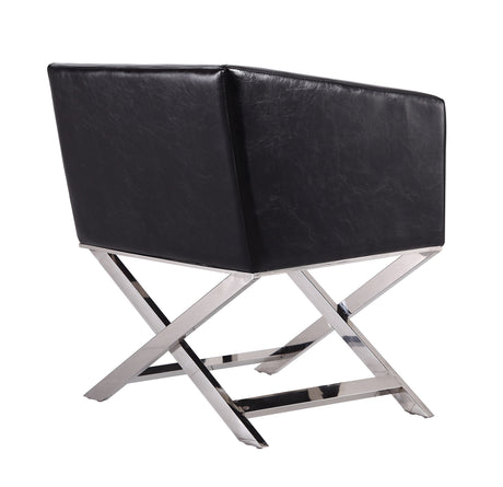 Hollywood Lounge Accent Chair in Black and Polished Chrome - Ornate Home