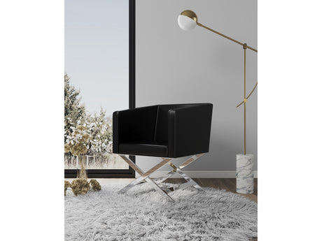 Hollywood Lounge Accent Chair in Black and Polished Chrome (set of 2) - Ornate Home