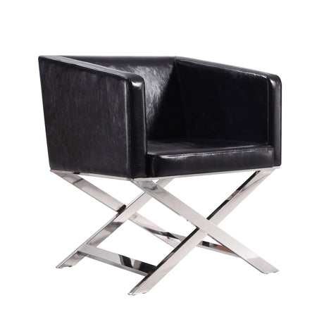 Hollywood Lounge Accent Chair in Black and Polished Chrome (set of 2) - Ornate Home