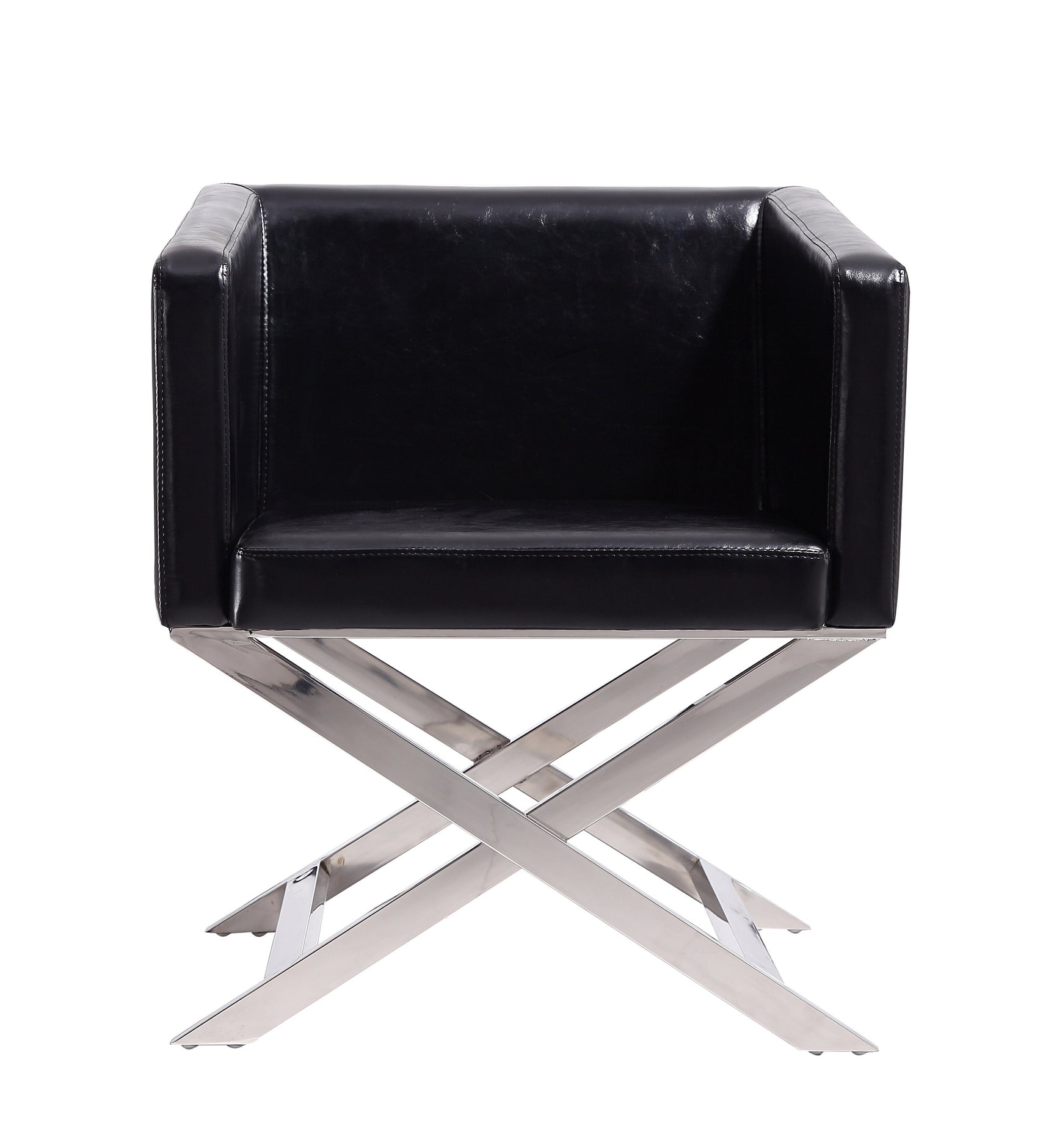 Hollywood Lounge Accent Chair in Black and Polished Chrome (set of 2) - Ornate Home