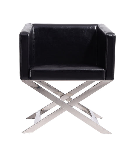Hollywood Lounge Accent Chair in Black and Polished Chrome (set of 2) - Ornate Home