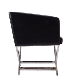 Hollywood Lounge Accent Chair in Black and Polished Chrome (set of 2) - Ornate Home