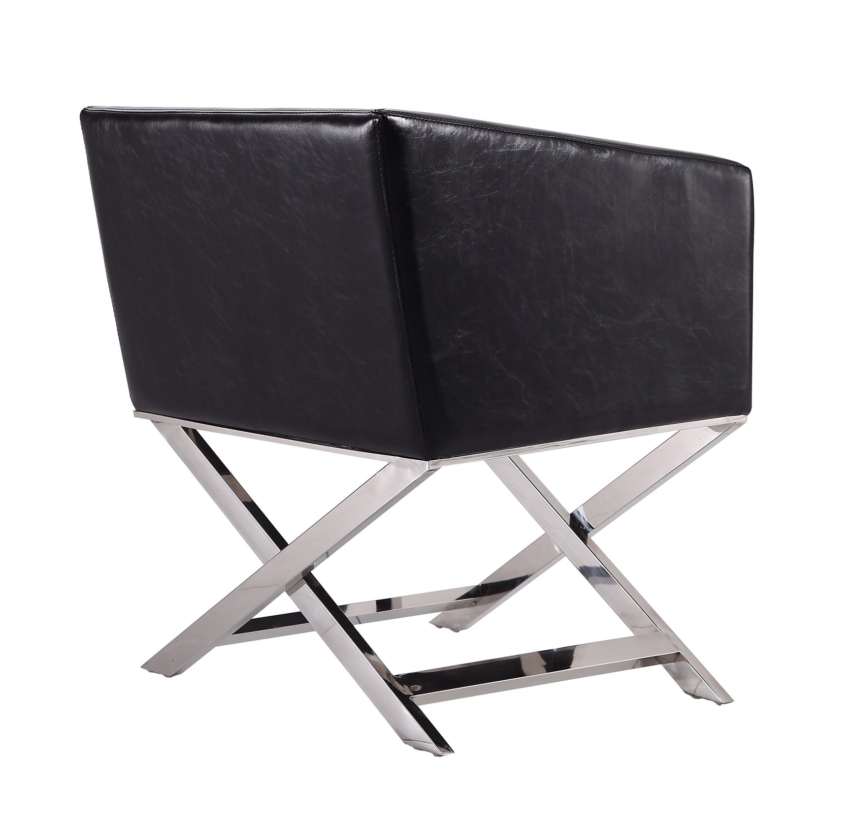 Hollywood Lounge Accent Chair in Black and Polished Chrome (set of 2) - Ornate Home