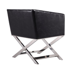 Hollywood Lounge Accent Chair in Black and Polished Chrome (set of 2) - Ornate Home