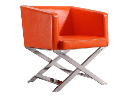 Hollywood Lounge Accent Chair in Orange and Polished Chrome - Ornate Home