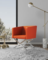 Hollywood Lounge Accent Chair in Orange and Polished Chrome - Ornate Home