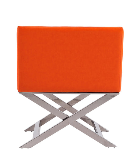 Hollywood Lounge Accent Chair in Orange and Polished Chrome - Ornate Home