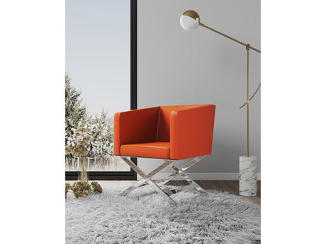 Hollywood Lounge Accent Chair in Orange and Polished Chrome (set of 2) - Ornate Home