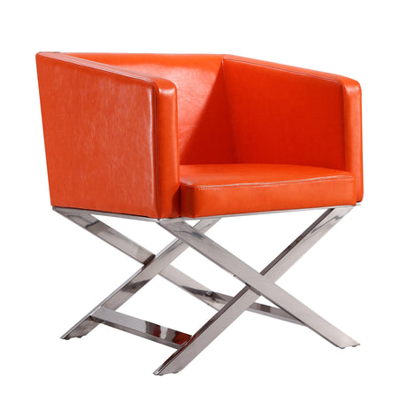 Hollywood Lounge Accent Chair in Orange and Polished Chrome (set of 2) - Ornate Home