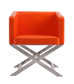 Hollywood Lounge Accent Chair in Orange and Polished Chrome (set of 2) - Ornate Home