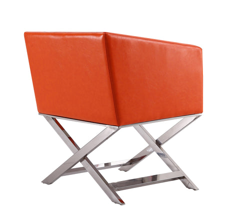 Hollywood Lounge Accent Chair in Orange and Polished Chrome (set of 2) - Ornate Home