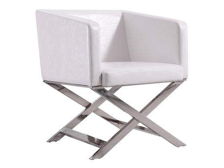 Hollywood Lounge Accent Chair in White and Polished Chrome - Ornate Home