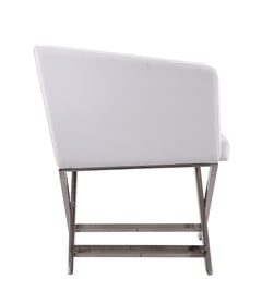 Hollywood Lounge Accent Chair in White and Polished Chrome - Ornate Home