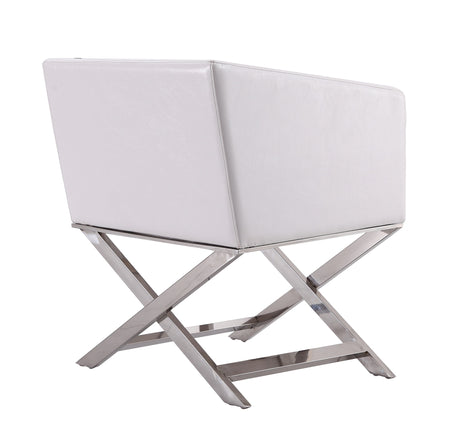 Hollywood Lounge Accent Chair in White and Polished Chrome - Ornate Home