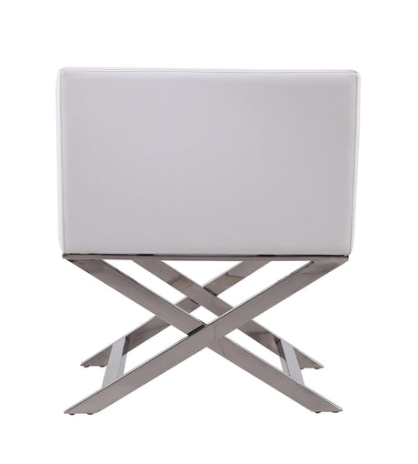 Hollywood Lounge Accent Chair in White and Polished Chrome - Ornate Home