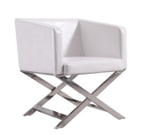 Hollywood Lounge Accent Chair in White and Polished Chrome (set of 2) - Ornate Home