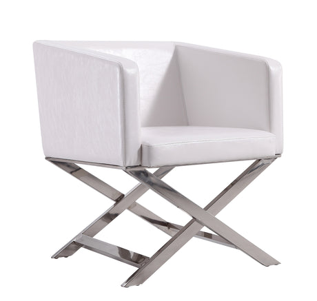 Hollywood Lounge Accent Chair in White and Polished Chrome (set of 2) - Ornate Home