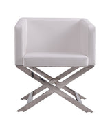 Hollywood Lounge Accent Chair in White and Polished Chrome (set of 2) - Ornate Home