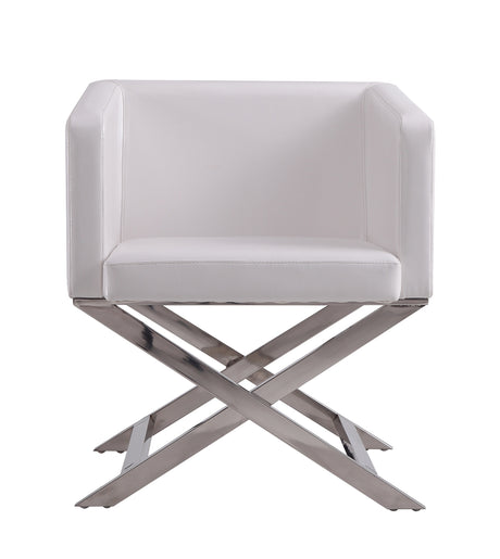 Hollywood Lounge Accent Chair in White and Polished Chrome (set of 2) - Ornate Home
