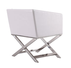 Hollywood Lounge Accent Chair in White and Polished Chrome (set of 2) - Ornate Home