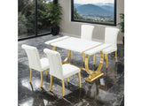 Holstebro Gold/White 5 Pc. Dining Table Set - Ornate Home