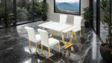 Holstebro Gold/White 5 Pc. Dining Table Set - Ornate Home