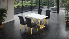 Holstebro Gold/White/Black 5 Pc. Dining Table Set - Ornate Home
