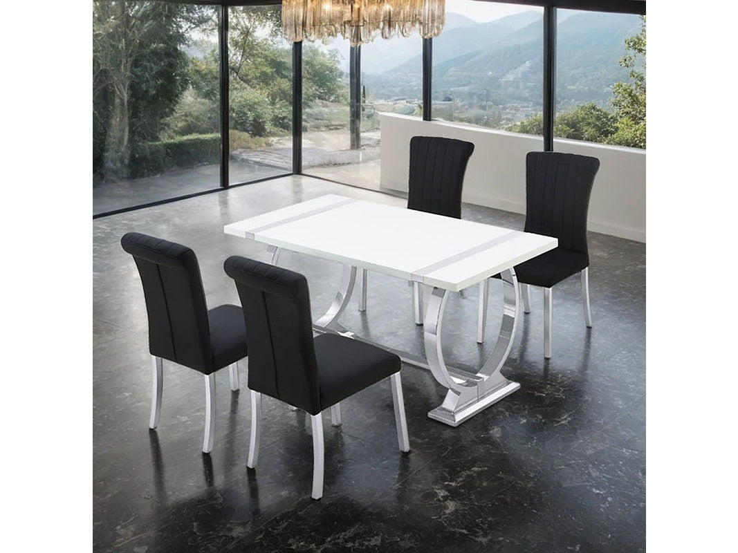 Holstebro Silver/Black 5 Pc. Dining Table Set - Ornate Home